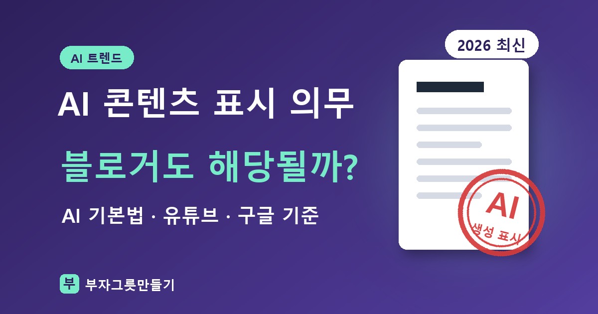 AI 콘텐츠 표시 의무 — 블로거도 해당될까? AI 기본법·유튜브·구글 기준