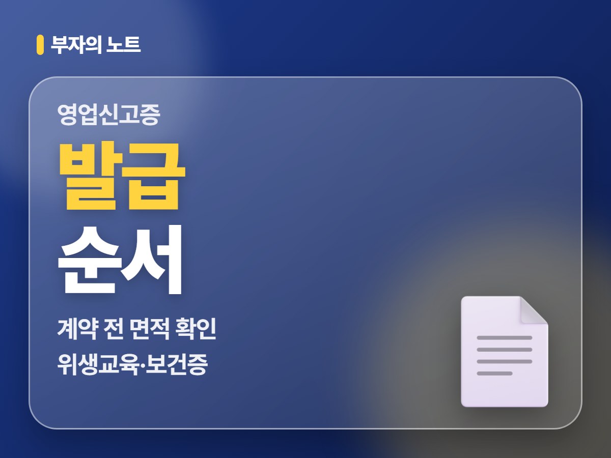 영업신고증 발급 순서, 식당·카페 계약 전 면적 확인부터 보건증까지